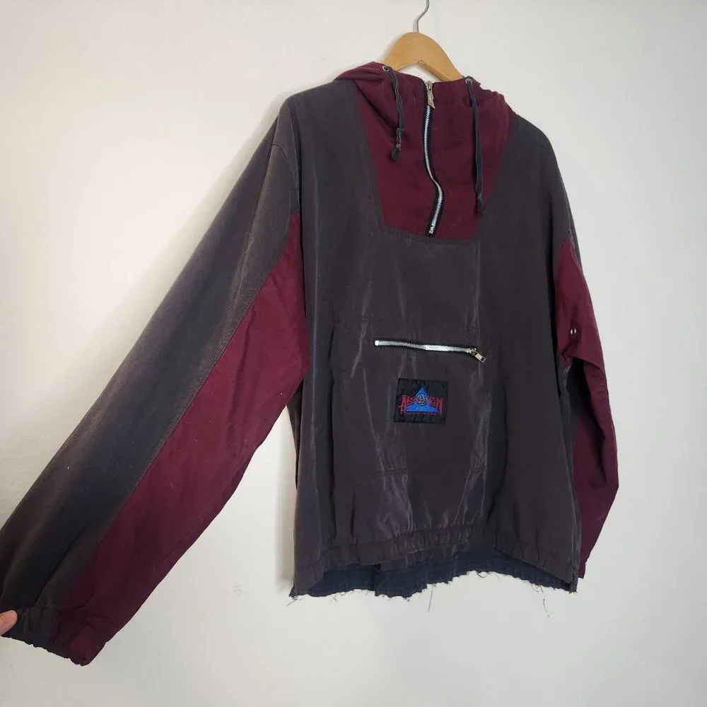 VTG Reebok Mens Large Gray Red Hoodie Above the Rim Half Zip Hoodie 90s
